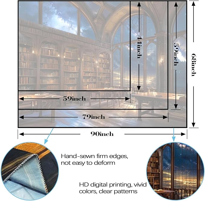 Accnicc Gothic Library Tapestry Vintage Medieval Bookshelf Tapestries Wall Hanging Fantasy Space Academia Book Large Tapestry for Bedroom Living Room Dorm Classroom 80 x 60 inch