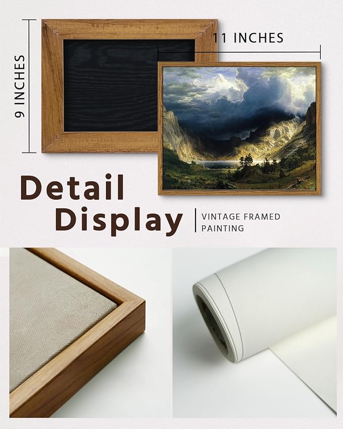 VIYYIEA Framed Canvas Wall Art Home Decor Landscape Wall Art for Living Room Vintage Natural Oil Painting Picture Beautiful Scenery Office Decor Bedroom Wall Decor -Rocky Mountain 9x11in