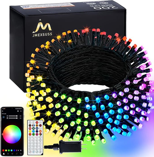 JMEXSUSS APP Controlled Color Changing Christmas Lights, 66ft 200 LED RGB String Lights Green Wire with Remote, Smart Christmas Tree Lights Plug in for Room Bedroom Party Indoor Outdoor Home Decor
