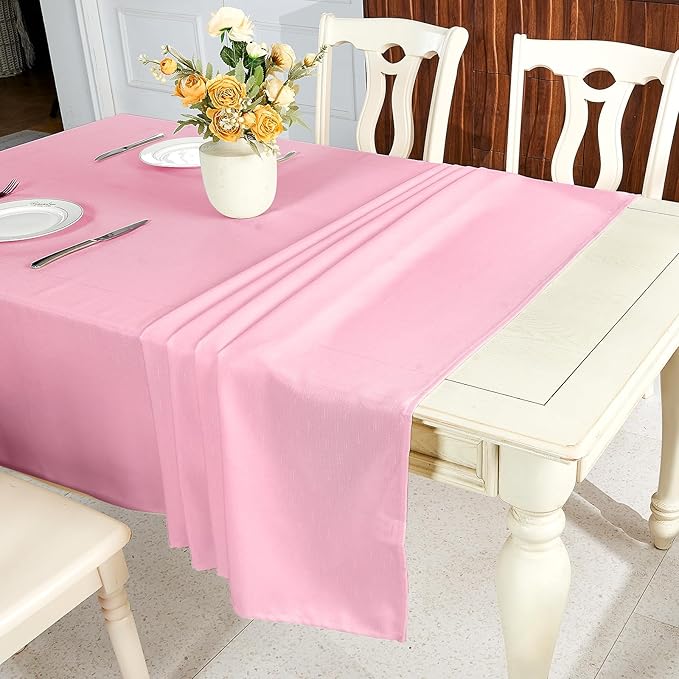 IVAPUPU Textured Linen Table Cloth for Rectangle Table - Pink Tablecloths Rectangular Waterproof Wrinkle Free Wipeable Dining Table Cover for Spring Wedding Birthday Kitchen Decor, 60 x 104 Inch