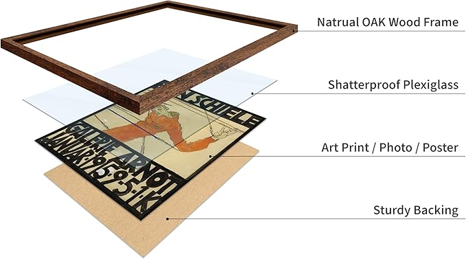 Poster Master Vintage Painting Poster - Retro Expressionism Print - Self Portrait as the Martyred St Sebastian - Gift for Artist, Friend - Wall Decor for Home, Office, 16x20 Brown Framed