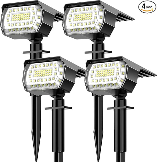LANSOW Solar Spot Lights Outdoor, [4 Pack/57 LED] 2-in-1 Solar Landscape Spotlights, 3 Modes IP65 Waterproof Dusk to Dawn Solar Powered Flood Wall Lights for Outside Yard Garden Pathway(Cool White)