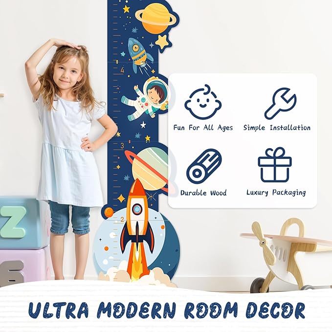 Personalized Name Growth Chart for Wall, Space Height Measurement for Wall, Children Height Chart Ruler, Portable 3D Removable Growth Chart, Wall Height Measurement for Kids