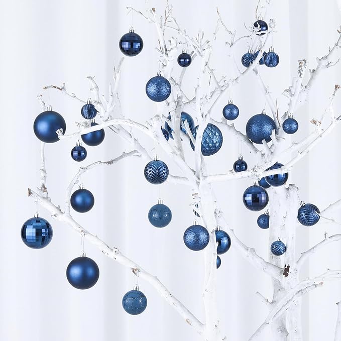 LANGXUN 36pcs Midnight Blue Christmas Tree Decorations Balls, Bolas De Navidad, 2025 Christmas Decor, Indoor Outdoor Shatterproof Christmas Ornaments, Xmars Party Wedding Suppiles