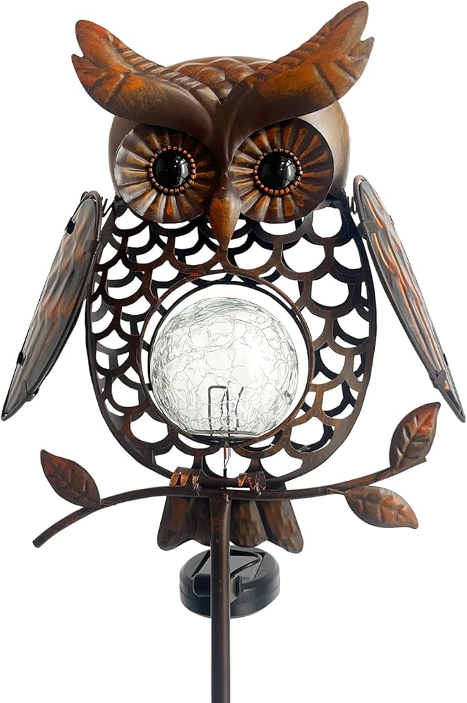 HONGLAND Solar Lights Outdoor Decor Waterproof, Solar Owl Garden Decorative Stake, Whimsical Gardening Gifts for Women Mom, Owl Outdoor Lights for Yard Patio Lawn Decor