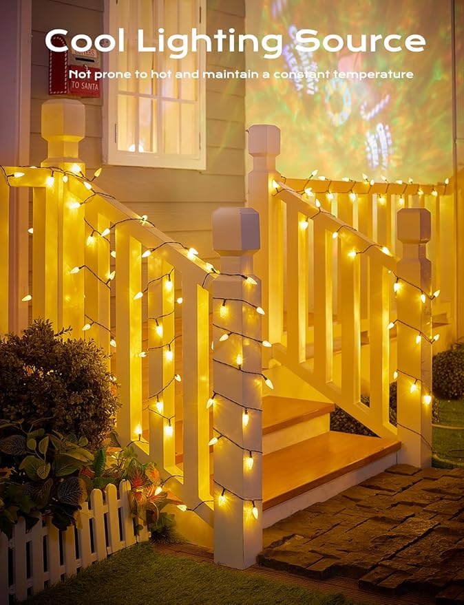 Brightown Solar Operated C6 Strawberry String Lights, 39ft 100 LEDs Warm White LED Christmas Fairy Lights, Solar Christmas Lights Outdoor, Christmas Decorations for Christmas Tree, Garden Decor