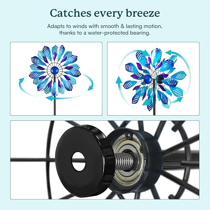 Wind Spinners for Yard and Garden, 84" Wind Spinners Outdoor Metal Extra Large, Wind Sculptures & Spinners with Stake, Yard Art Garden Decor Gift for Family