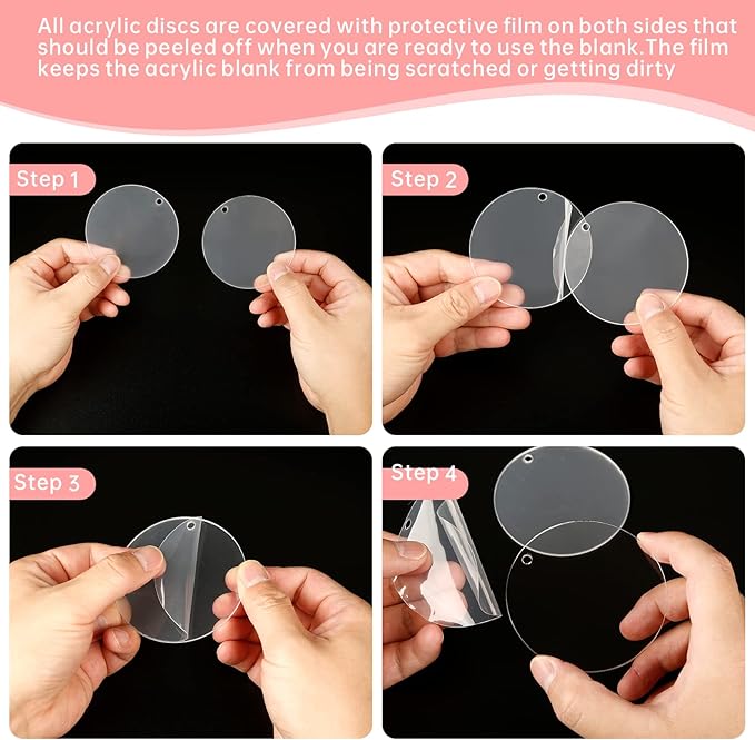 50 Pieces Clear Acrylic Circle Keychains Tags 2.5"/63.5 mmx1.5 mm Thicker Acrylic Discs with Holes,for Hanging Keychain and DIY Craft Painting Projects