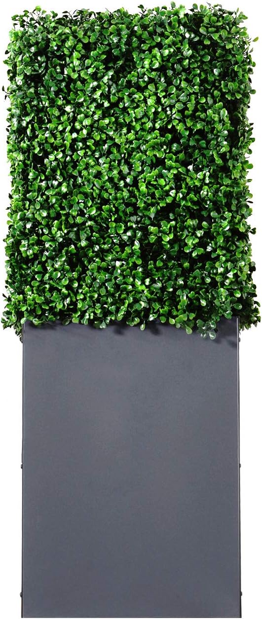 AGPL Upgraded Artificial Boxwood Hedge Wall with Gray Color Planter Box (33.5" Height 48" Width 12" Deep) …