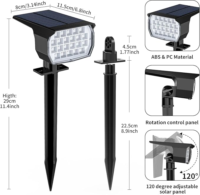 Solar Spot Lights Outdoor Color Changing, [7 Mode/12 Pack] Christmas Landscape Spotlights, Solar Lights Outdoor Waterproof, Led Powered Flood Light for Outside Pathway Yard Garden Tree Walkway