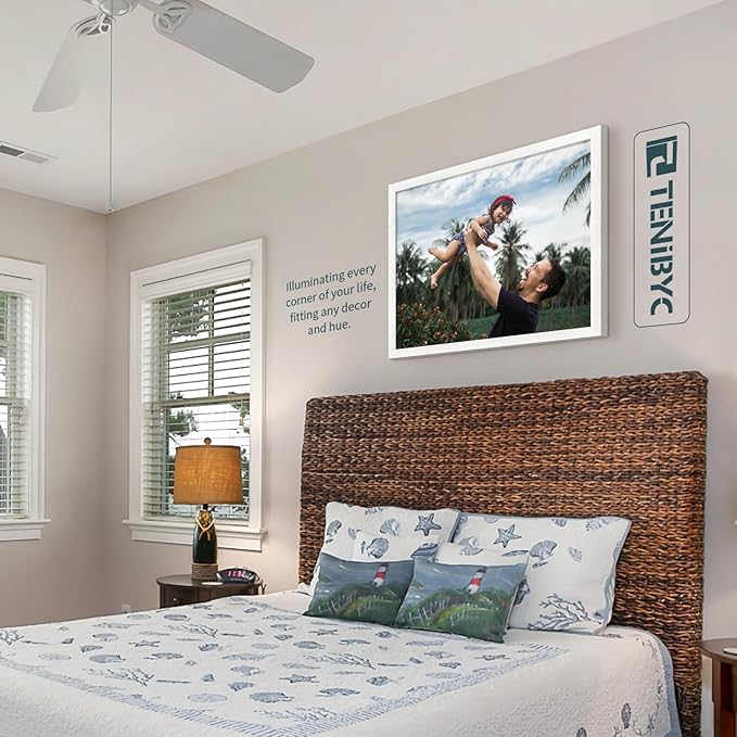 20x24 Picture Frame Set of 3, Textured White Solid Wood Poster Frame, Wall Gallery Frame