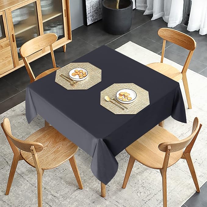 sancua 2 Pack Dark Grey Tablecloth 54 x 54 Inch, Stain and Wrinkle Resistant Square Table Cloth - Washable Polyester Table Cover for Dining Tables, Buffet Parties and Camping