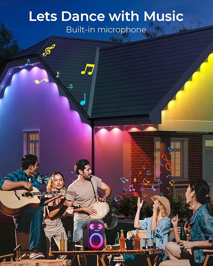 CINOTON Permanent Outdoor Lights 200ft, Smart RGBW Eaves Lights with 144 LEDs, IP67 Waterproof, 111 Scene Mode for Daily and Festival, Halloween Christmas Party Holiday Decor, APP/Voice/Remote Control