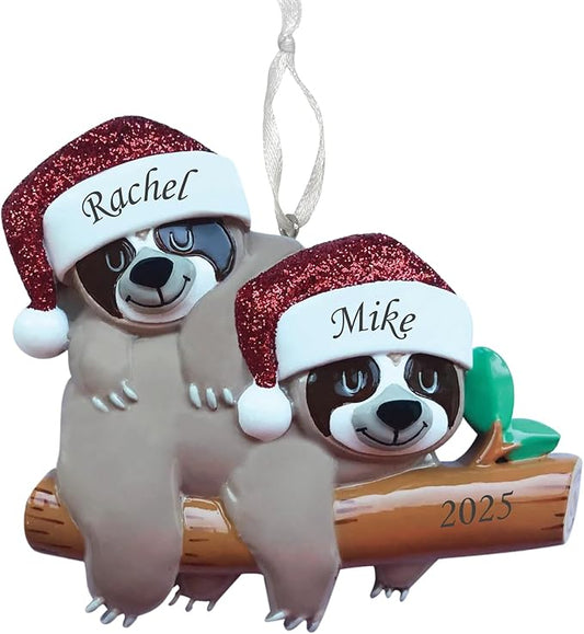 2025 Family Christmas Ornament – Personalized Ornament for Families – Custom Sloth Family Ornament – Holiday Tree Decoration Keepsake Gift (Family of 2)