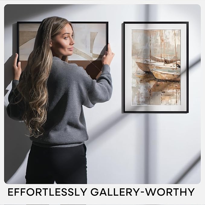 Homeforia 16x16 Picture Frame Black, High End Metal 16x16 Square Poster Frame Matted to 12x12 Print, 16 x 16 Black Frames with Mat 12 x 12 Photo, 16by16 Thin Frames, Tempered Glass, Wall Kit, Set of 1