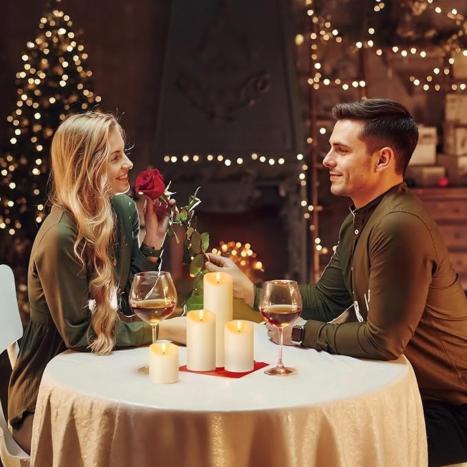 NURADA Outdoor Flameless Candles with Remote Timer - Waterproof Realistic Flickering LED Pillar Electric Battery Operated Fake Candle for Holiday Home Wedding Fireplace Decor - Ivory 2 Pack (6" 6")