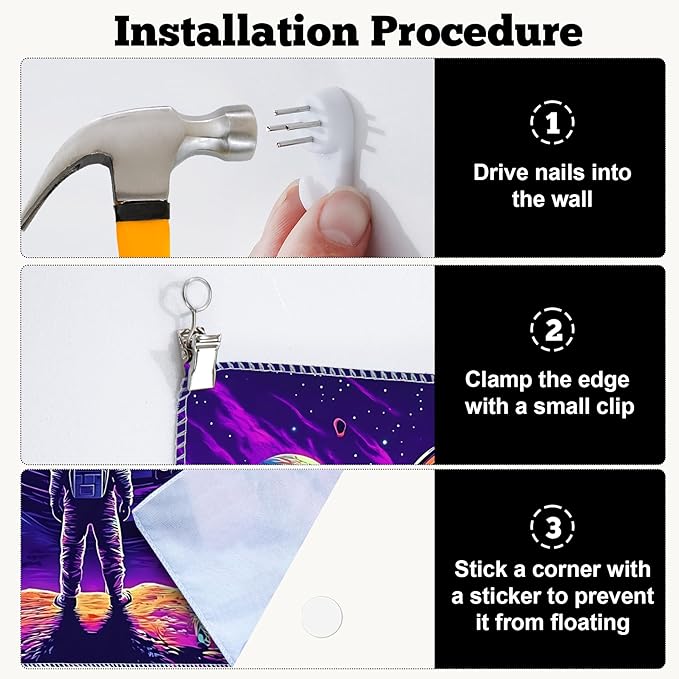 BVBOX Astronaut Space Blacklight Tapestry 79"x59", UV Reactive Astronaut Universe Planet Glow in Dark Tapestries, Black Light Neon Upright Poster Wall Hanging Backdrop Decor for Bedroom Living Room