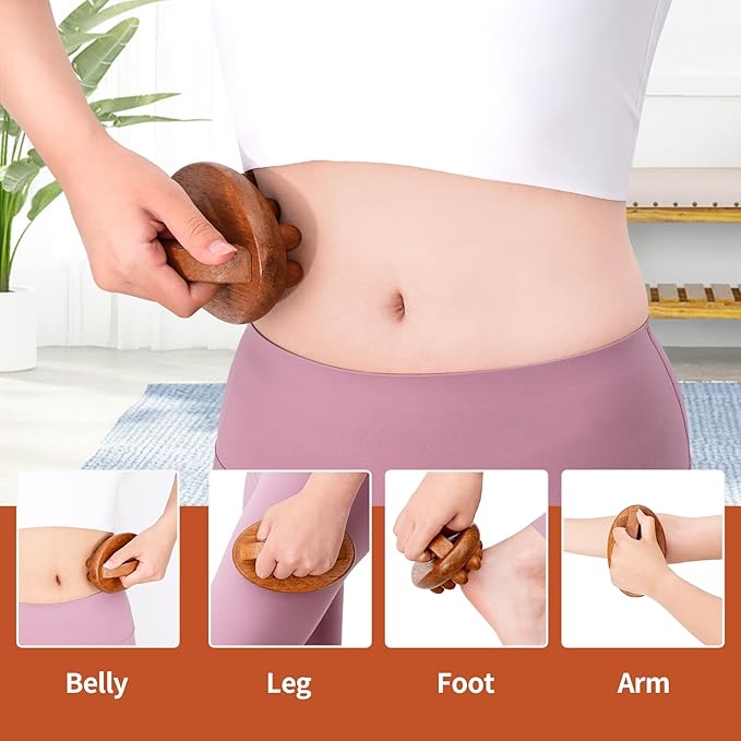 3-in-1 Wood Therapy Massage Tools Wooden Lymphatic Drainage Massager Maderoterapia Kit, Anti Cellulite Complete Body Sculpting Tools for Muscle Pain Relief, Body Contouring and Shaping