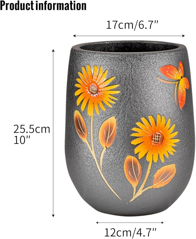 Sungmor 10.6 Inch Ceramic Succulent Plant Pot with Drainage Hole, Hand Painted Flower Pots for Plants, Unique Texture Decorative Planter for Indoor and Outdoor, Pottery Vase for Home Office Decor