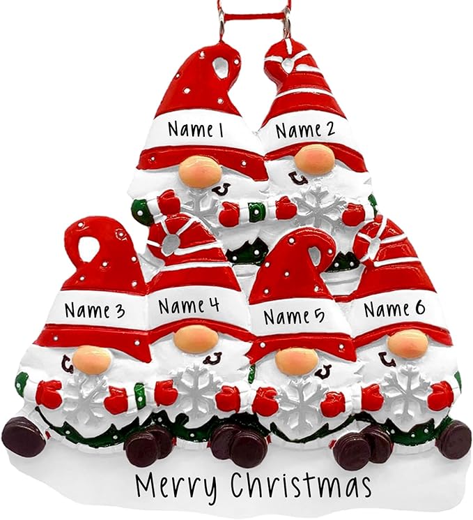 2025 Personalized Christmas Ornaments Family of 2/3/4/5/6,Custom Christmas Gnome Ornaments Deorations with Names,Customized Xmas Ornament Tree Deorations,Personalized Xmas Ornament Gifts