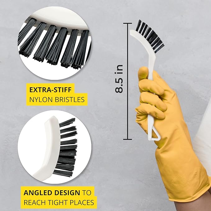 6-Pack Grout Cleaner Brush Scrub Set - Stiff Bristle Scrubbing & Detail Cleaning Brushes for Household Use on Bathtub, Shower, Kitchen, Tile Floors, Sink, Grooves, Window Tracks, Drains