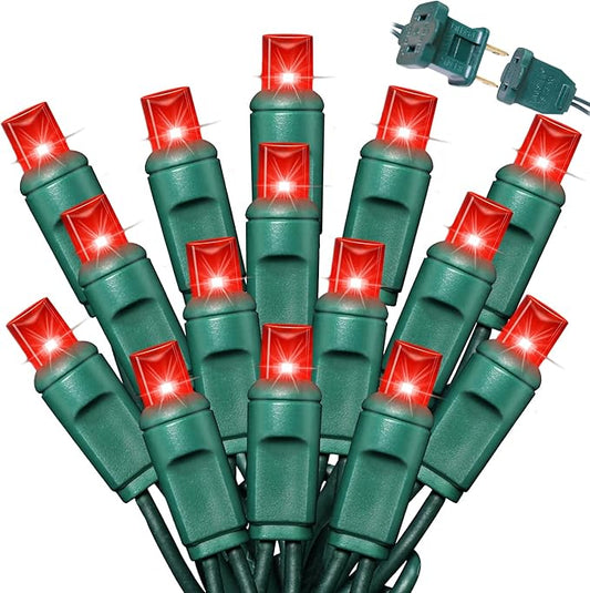 600LED (12pk of 50L) String Lights,LED Christmas Lights, 6" SPACING,Green Wire,RED
