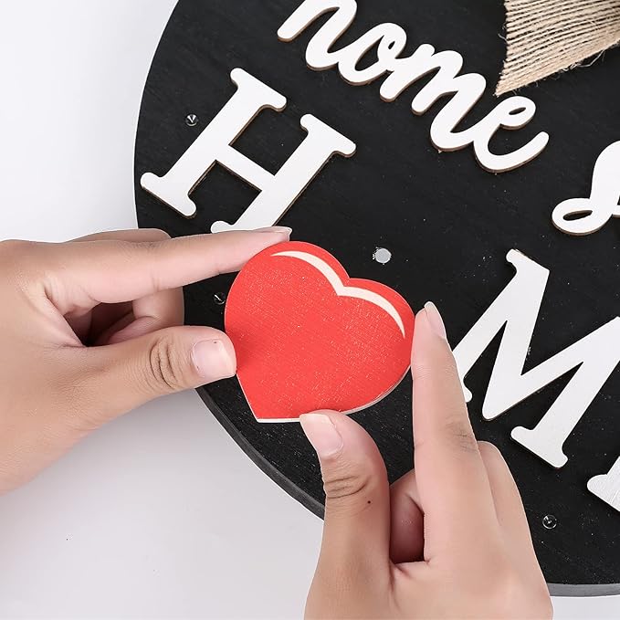 Interchangeable Welcome Sign for Front Door with 14 Changeable Icons, Farmhouse Front Porch Decor Rustic Wooden Wall Sign with 12 LED Lights, Outdoor Seasonal Welcome Home Decorations (Black1)