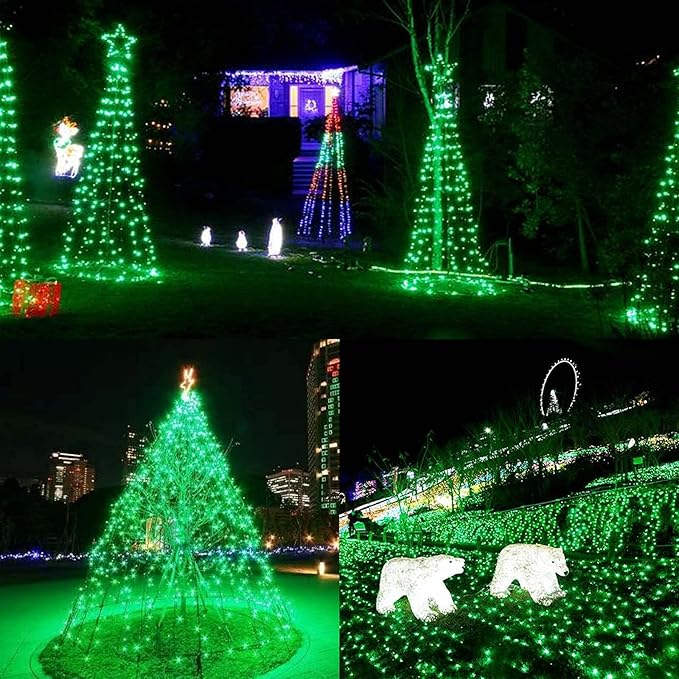 75.8 FT 200 LED Green Christmas String Lights Outdoor & Indoor, Memory Function & Timer & 8 Modes, Extendable Ultra Bright Green Wire Waterproof Mini Lights for Christmas Tree Yard Holiday Party Decor