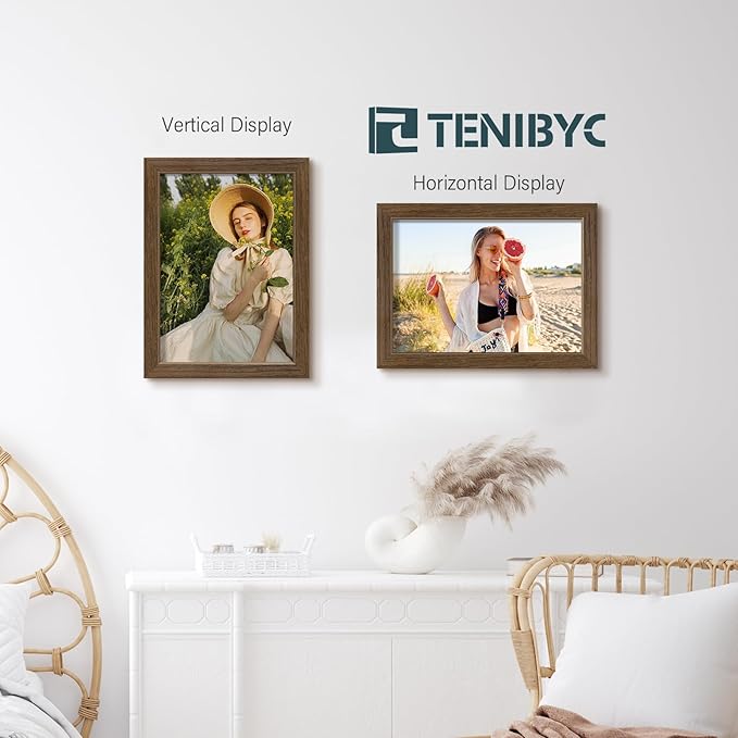 12x16 Picture Frame 3 pk, Brown Woodgrain, HD Tempered Glass, Wall Gallery Frame