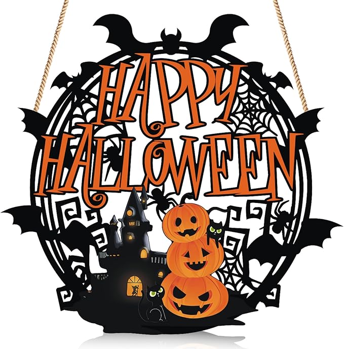 Halloween Indoor Decor Decorations Warm Halloween Decorations for Bedrooms, Halloween Pumpkin Door Sign Decorations, Halloween Pumpkin Decorations Can Hanging Various Indoor and Outdoor Occasions