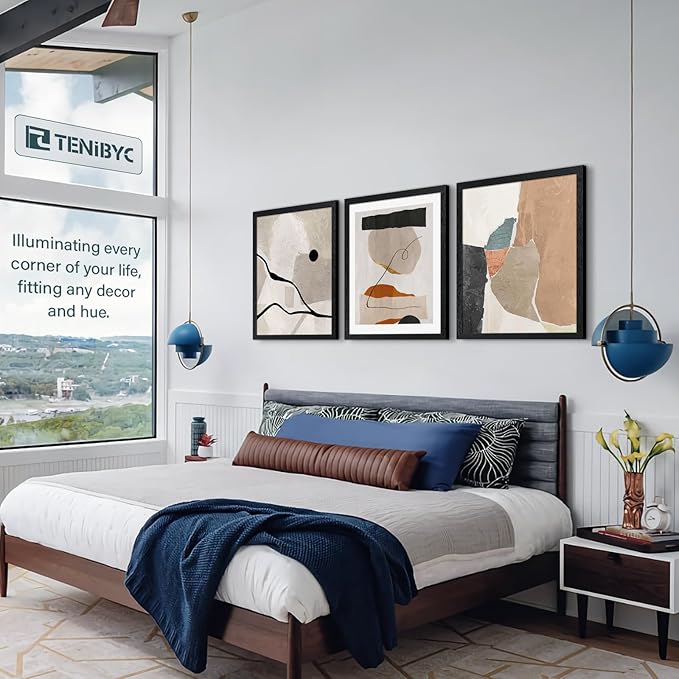 20x24 Picture Frame Set of 3, Textured Black Solid Wood Poster Frame, Wall Gallery Frame