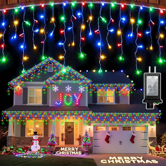 792 LED Christmas Lights with 176 Drops,82ft 8 Modes Fairy Hanging String Lights with Time Waterproof, Plug-in Christmas String Lights for Holiday Wedding Party Christmas Decorations (Multicolor)