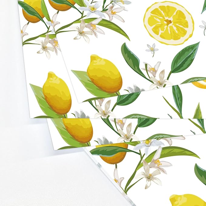 Paper Placemats Disposable 50 Pack Lemon Placemats 16x 11 Inch Yellow Lemon Fruit Place Mats for Spring Summer Dining Table Wedding Party Supplies