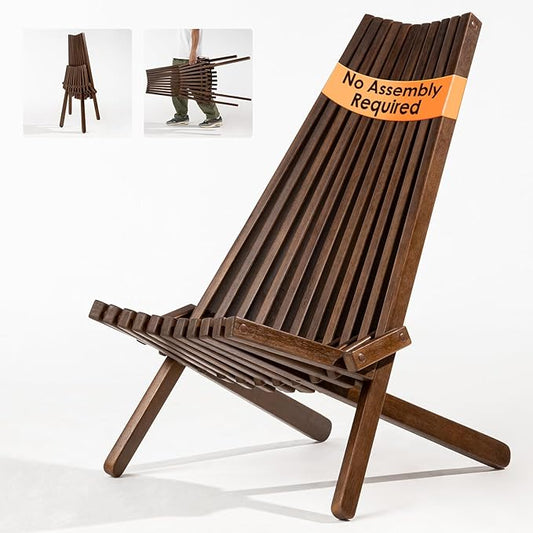 IDZO Elina FSC Eucalyptus Tamarack Chair, 300Lbs Capacity Modern Adirondack Style, Wooden Folding Seat, for Fire Pit Outdoor & Indoor - Cinnamon, Single