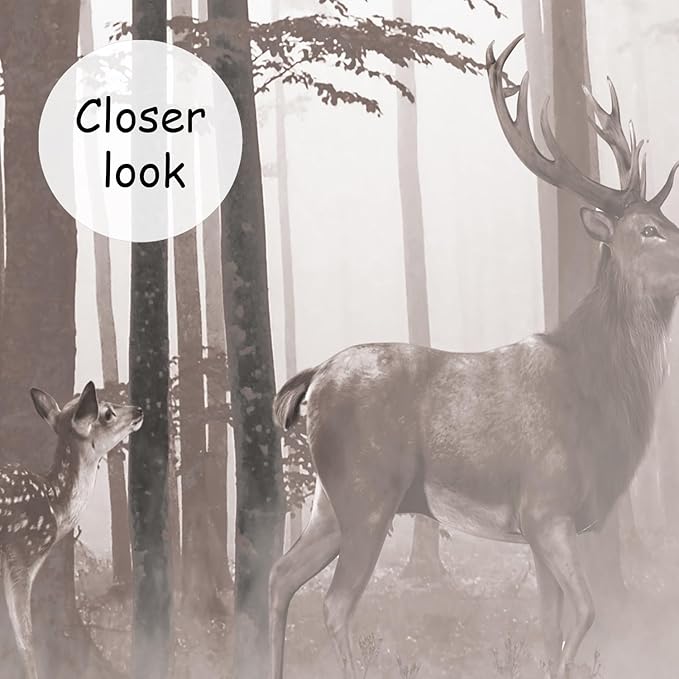 AFZEVEB-Forest Wallpaper Vintage Trees with Deer Wall murals for Bedroom 159"x107" (Not Peel and Stick)