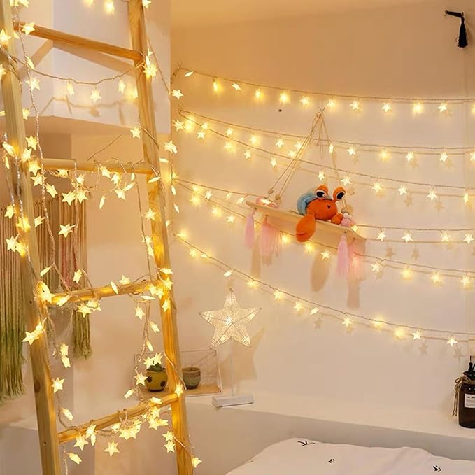 Star Lights with Battery Operated - LED Fairy String Lights for Indoor Outdoor, Waterproof Star Twinkle Lights for Bedroom Tent Loft Bed Patio Party Wedding Holiday Camping Decor