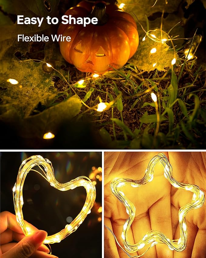 6 Pack Fairy Lights Battery Operated - 7ft 20 LED Twinkle Lights Copper Wire Mini String Lights Firefly Lights for Mason Jars DIY Crafts Christmas Wedding Party Centerpiece Table Decor, Warm White