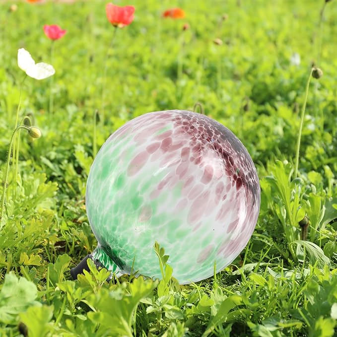 Gazing Ball 10 Inch Glass Reflective Garden Globe Outdoor Gazing Globe Sphere Yard Ornament for Garden Yard Home Outdoor Decoration Gift for Women (Green)