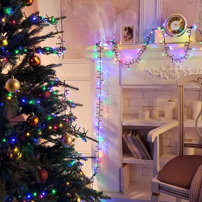 PEIDUO Christmas Lights with Music, Infrared Motion Sensor Controller with 6 Modes, Waterproof for Xmas Outdoor Garden Party Decor, Plug in, Multicolor Lights