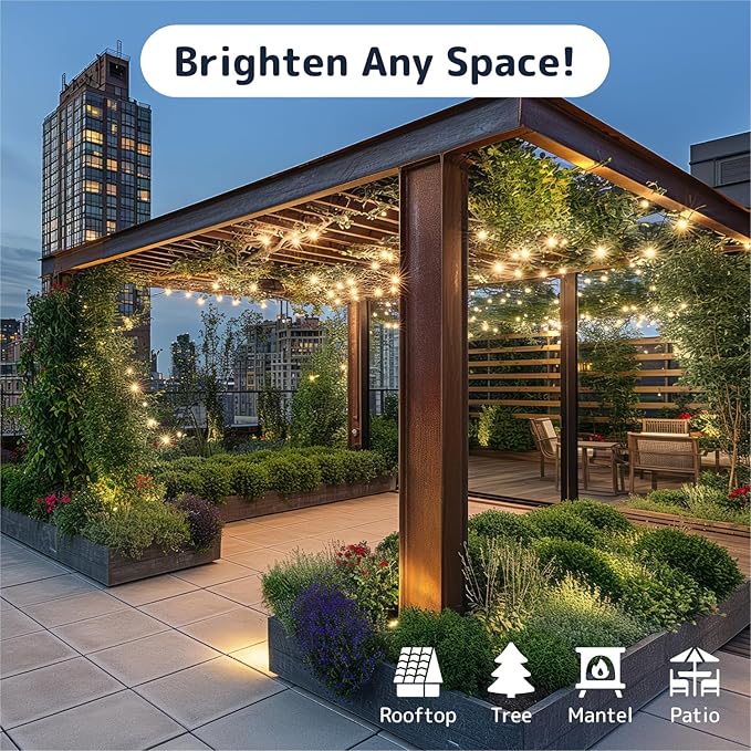 PREXTEX 50 Count Clear Christmas Tree Lights - 10 ft Warm Fairy String Lights with Green Wire - Indoor and Outdoor Mini Light for Christmas, Holiday Decorations, Trees, Fences, Patios and More