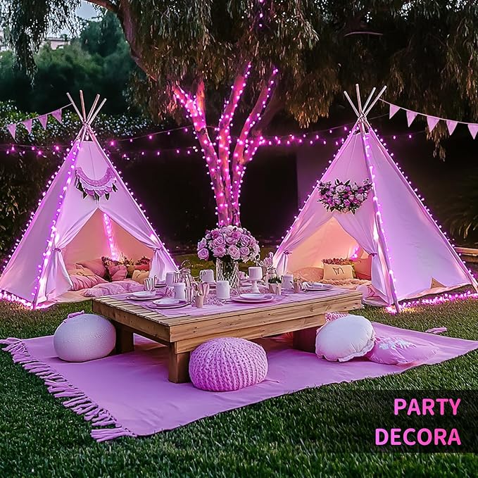 JMEXSUSS 600 LED Pink Christmas Lights for Decorations, 168ft Pink String Fairy Lights Indoor Outdoor Clear Wire for Girl's Room Bedroom Brithday Party Yard Decor