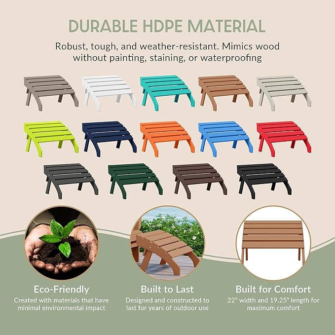 WestinTrends Dylan Outdoor Patio HDPE Adirondack Ottoman Footrest, Teak