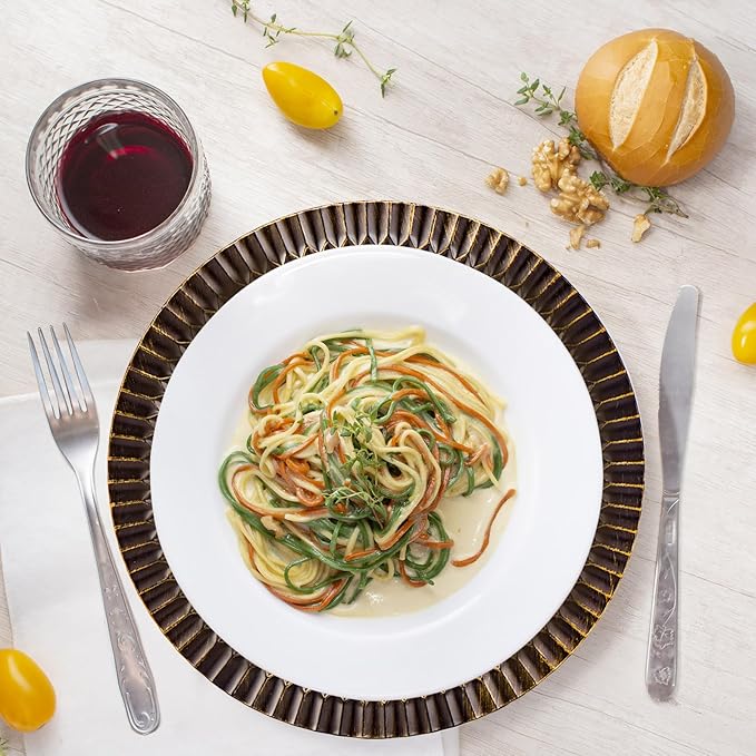 13" Black Chargers for Dinner Plates, Decorative Charger Plates, Plastic Charger & Service Plate 6 Pack Table Setting Bulk Wedding, Thanksgiving, Festival