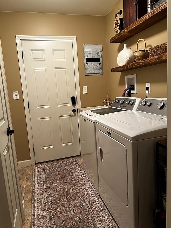 joelsantiques Floating Shelf, Wood Wall Shelf, Natural Wooden Home Decor for Bathroom Kitchen Bedroom, Hanging Mounted Invisible Bracket (Medium Brown, 7" Deep x 42" Wide)