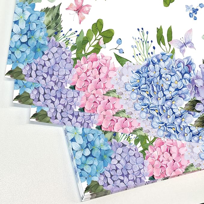 Paper Placemats Disposable 50 Pack Hydrangea Placemats 16x 11 Inch Floral Place Mats for Spring Summer Dining Table Wedding Party Supplies
