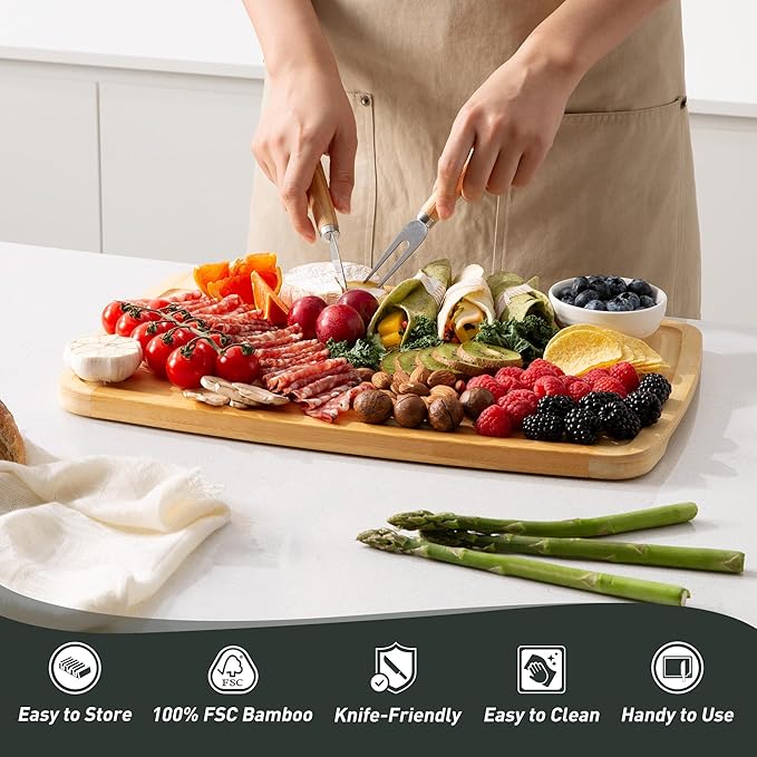 3 packs Bamboo Cutting Board Set Non Slip Feet Over Sink For Kitchen Meal Prep & Serving Brides Her Wedding Day Bridal Shower Engaged Wed House Christmas Married Future Unique Cool Gifts