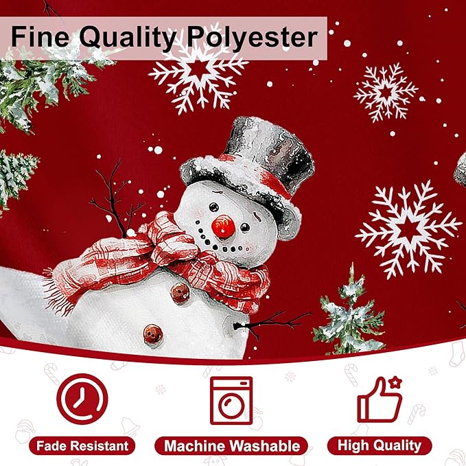 Christmas Tree Skirt 48 Inches Red Xmas Soft Cover Mat Decor Retro Xmas Tree Skirt for New Year Holiday Ornaments Indoor Outdoor Decorations (Snowman Pattern)