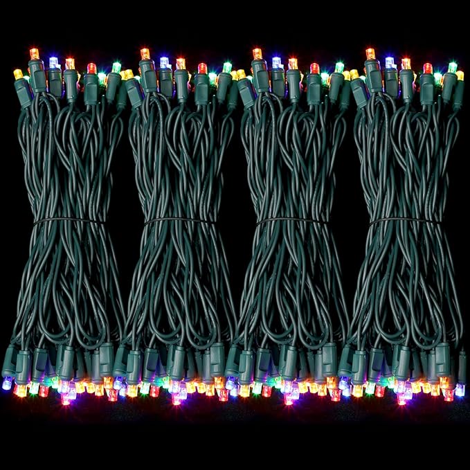 600LED (12pk of 50L) String Lights,LED Christmas Lights, 6" SPACING,Green Wire,Multicolour