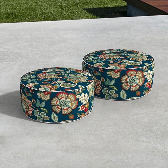 LVTXIII Inflatable Stool Ottoman Footrest with Handle, All Weather Foot Rest, Indoor or Outdoor Use for Home Patio Garden and Camping, D21 x H9, Peacock Blue