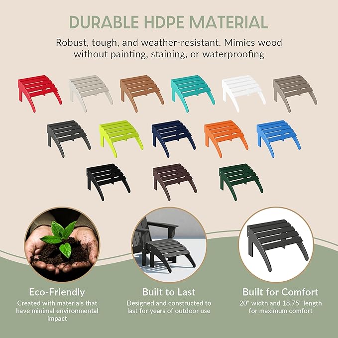 WestinTrends Outdoor Ottoman, Patio Adirondack Ottoman Foot Rest, All Weather Poly Lumber Folding Foot Stool for Adirondack Chair, Widely Used for Outside Porch Pool Lawn Backyard, Gray